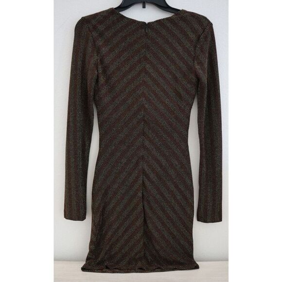 Cosmopolitan Dress The Population Sz XS Copper Gold Maya Metallic Mini Dress - Picture 2 of 9
